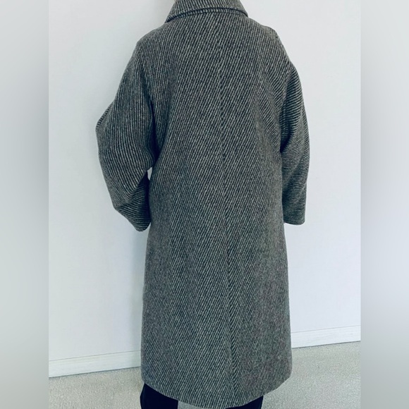 Vintage handmade grey herringbone wool winter coat - size 44/50 - Picture 15 of 15